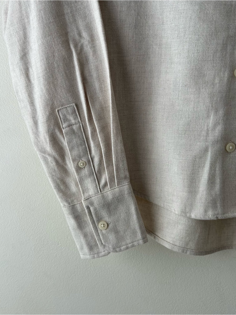 Everlane 100% Organic Cotton Flannel Shirt Button Up Heathered Oat XS - Picture 10 of 12